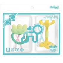 유아용 앙쥬 완두콩 + 입술 치발기 세트, 치발기 2종 +  클립(랜덤발송) 2p + 케이스 2p, 혼합색상