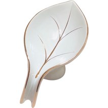 이태리인테리 물빠짐 비누 받침대 거치대 케이스, 나뭇잎, 화이트, 1개