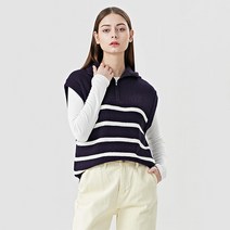 비엔엑스 터틀넥 반집업 배색 단가라 베스트 BV1VT002L0