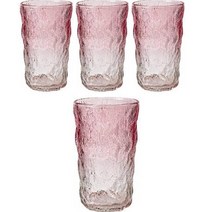 인블룸 홈카페 레인보우 그라데이션 유리컵 350ml, 4개, 바림레드