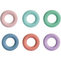 VOLAR 레인보우 미니 원형 실리콘 악력기 강도별 도넛형 6종 세트, 노르딕 파우더, 노르딕 그린, 코랄 오렌지, 파인플라워 그린, 라일락, 노르딕 블루