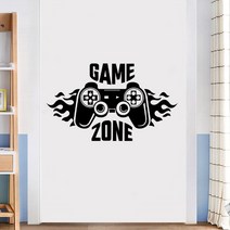 나음다름 GAME ZONE 포인트 벽지 스티커, 블랙
