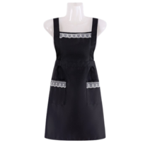 씨오브비 주방 가정용 레이스 무지 앞치마, 블랙, 1개