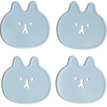 에이드엘 토끼 실리콘 컵받침 4p, 스카이블루