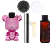 뉴베너 토이베어 2in1 차량 실내 디퓨저 용기 + 용액 + 일자형 스틱 4p + 우드스틱 + 받침대 + 논슬립 패드 세트 핑크, 어베인, 1세트