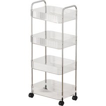 에버하우스 투명 아크릴 이동식 수납 트롤리 4단, 실버