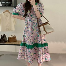 비첼라 메이첼 배색 프릴 플라워 루즈 원피스 02103