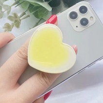 하트 그라데이션 그립톡 휴대폰 홀더, 노란색, 2개