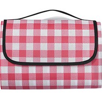 리얼피키 피크닉 야외 여행용 접이식 체크 무늬 돗자리, 레드