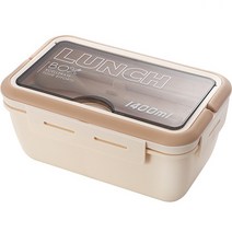 살림의발견 전자레인지 데일리 런치박스 사각 도시락 1400ml + 수저 세트, 1400ML 단품, 아이보리, 1세트