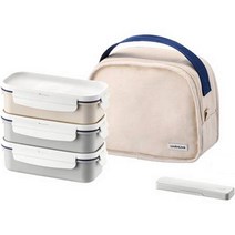 락앤락 데일리 코튼 도시락 + 가방 세트 직사각 3단, 아이보리(가방), 1개