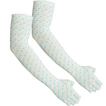 인콘트로 올데이 스트라이프 반장갑 양손 쿨토시 세트, 꽃무늬파랑