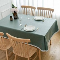 제이에스맘 무지 단색 레이스 방수 식탁보, 피콕블루, 6인(140 x 220 cm)