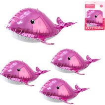 파티쇼 통통 아기 돌고래 은박 풍선, 핑크, 4개