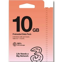 유럽유심 쓰리 유심칩, 30일, 10GB