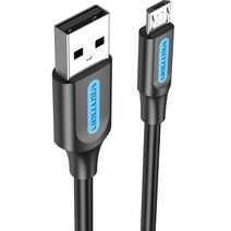 벤션 마이크로 5핀 USB 고속충전케이블, 2m, 블랙, 1개