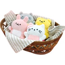 꼬마모찌 키링 4종 세트, 고양이 핑크, 토끼, 고양이 그레이, 호랑이, 1세트