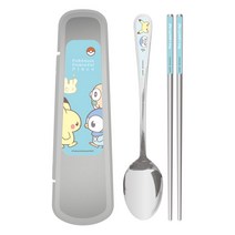 릴팡 포켓몬 슈퍼클린 올스텐 수저 케이스 세트, 혼합색상, 숟가락 + 젓가락 + 케이스, 1세트