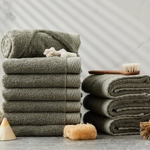 소프트터치 헤링본 보더 호텔수건 190g 40수 코마사, 올리브, 10개
