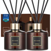 쿤달 퍼퓸 디퓨저 200ml 2개 + 섬유스틱 10개, 더티아일랜드향, 1세트