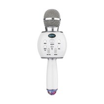 엑토 블루투스 LED 미러볼 노래방 마이크 스피커, MICS-07화이트