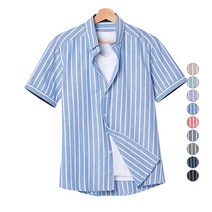 핫코드 남성용 옥스포드 스트라이프 오버핏 반팔 셔츠 HC83