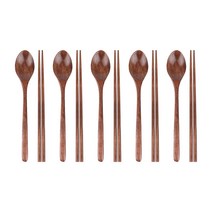 블룸엣홈 옻칠 나무 수저세트, 5세트, 숟가락 + 젓가락