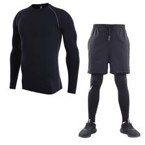 나야스타일 남성 헬스복 긴팔티 + 반바지레깅스 2종 세트 M2SET-159-6