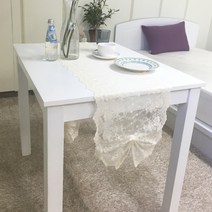 나산데코 샤트렌 자수 레이스 테이블러너, 아이보리, 120cm x 32cm