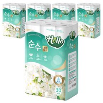 헬로 순수 천연펄프 3겹 데코 롤화장지 30 m, 30롤, 5팩