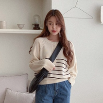 린다샵 여성용 테크노 두버치 박시 나그랑 버튼 단가라 니트