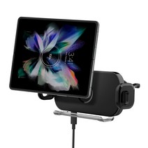 슈피겐 갤럭시 Z 폴드 4 3 15W 차량용 고속 무선 충전 거치대 송풍구형, GTS12W, 블랙