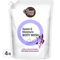 샤워메이트 스위트 앤 모이스처 바디워시 화이트티향 리필, 2000g, 4개