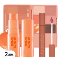 아임미미 바캉스 메이크업 세트 봄웜톤, 2세트, 컬러패턴 팔레트 01코랄패턴 + 멀티스틱 블러셔 02코랄 + 블러틴트 03만다린