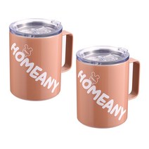홈애니 커플 스텐 머그컵 420ml, 핑크, 2개
