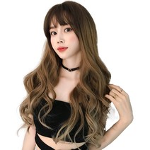 하이유니 옴브레 웨이브 롱 헤어 통가발 68cm + 가발망 + 거치대 세트, 브라운 + 카키옴브레(가발), 랜덤발송(거치대)