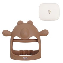 티지엠 유아용 플래티넘 실리콘 글러브형 곰돌이 손목치발기, 본품+케이스, 초콜릿