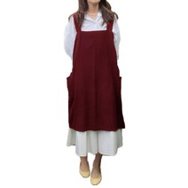 린넨 심플 롱 앞치마 XXL, 와인, 1개
