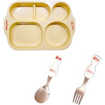 피셔프라이스 유아용 옥수수식판 + 스푼 + 포크 세트, 혼합색상, 옥수수 식판 + 스푼 + 포크