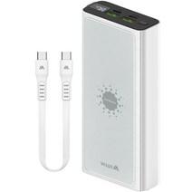 밸류엠 고속 무선충전 PD 보조배터리 22.5W 20000mAh C타입 + C to C 케이블 + 흡착패드, 화이트, VM-PA20APQ15W