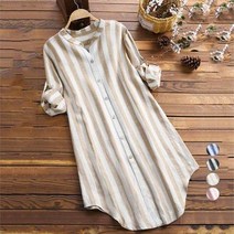 안다로미 롱셔츠 스트라이프 미디 원피스