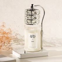 캔들백화점 크리스탈 루시드 캔들워머 + 대용량 소이캔들 750g 세트, 베이, 실버(화이트)