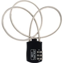 [소매치기자물쇠] 위드 와이어 로프 맹꽁이 자물쇠 블랙 DB201_60, 1개
