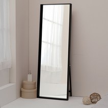 데코퍼니쳐 거치경 전신거울 680 x 1600 mm, 블랙