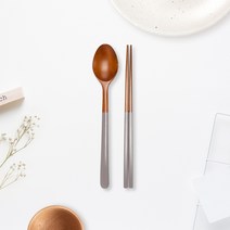 라온누리 옻칠 자연애 우드수저세트, 그레이, 숟가락 + 젓가락