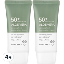 알로에베라 모이스처 선크림 SPF50+ PA++++, 50g, 4개