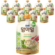 맘마밀 안심 이유식 9개월 부터, 시금치 + 연근소고기 혼합맛, 10개입