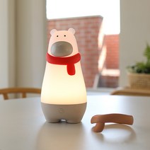 무아스 폴라베어 LED 충전식 무드등 + 머플러 2종 세트, 브라운, 레드(머플러)