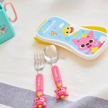 아이조움 핑크퐁 에디슨 입체 스푼 포크 케이스 세트, 혼합 색상, 스푼+포크+케이스