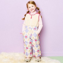 헤이미니 여아용 하트버니 아가일 오버롤 스키 팬츠